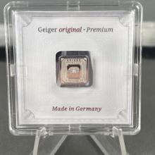 Geiger 1 gram .999 Silver bar in case, made in Germany