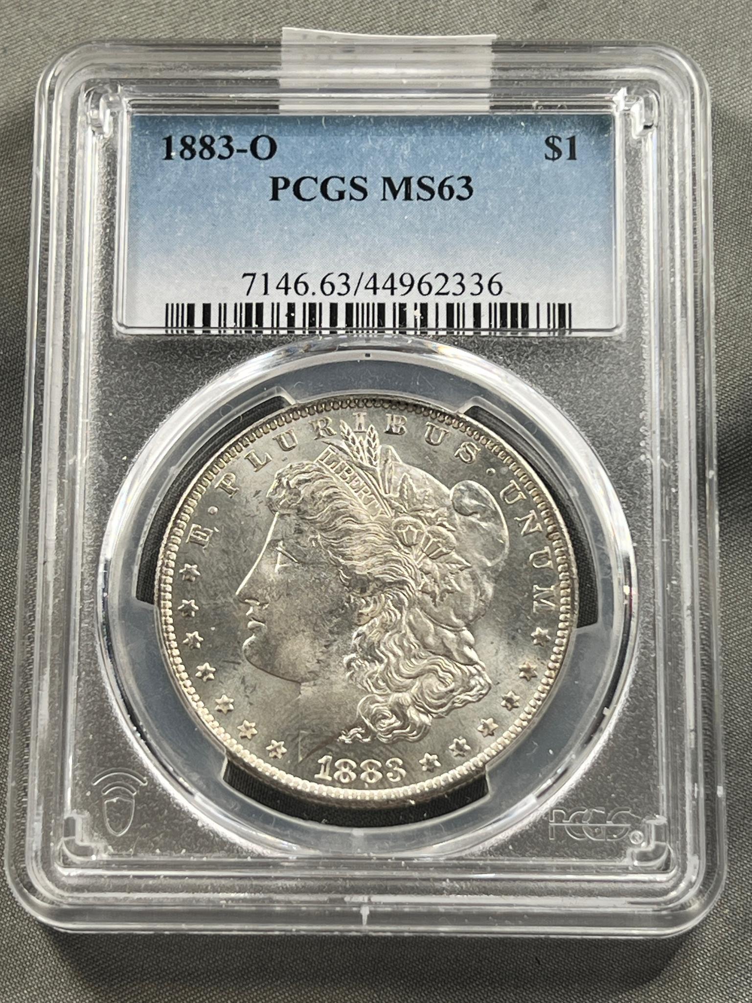 1883-O Morgan Silver Dollar in PCGS MS63 Holder