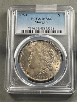 1921 Morgan Dollar in PCGS MS64 Holder