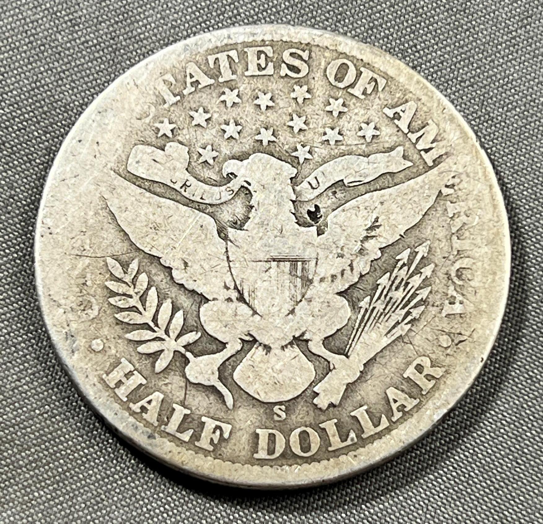 1902-S Barber Half Dollar, 90% silver