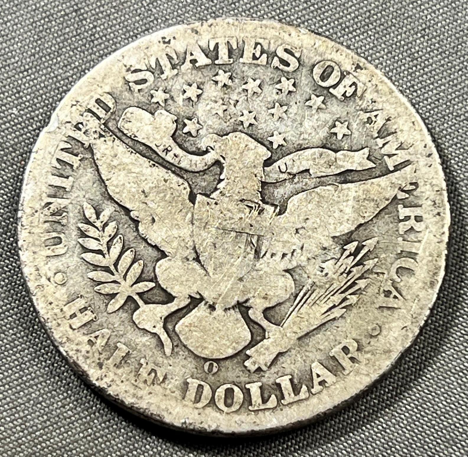 1908-O Barber Half Dollar, 90% silver