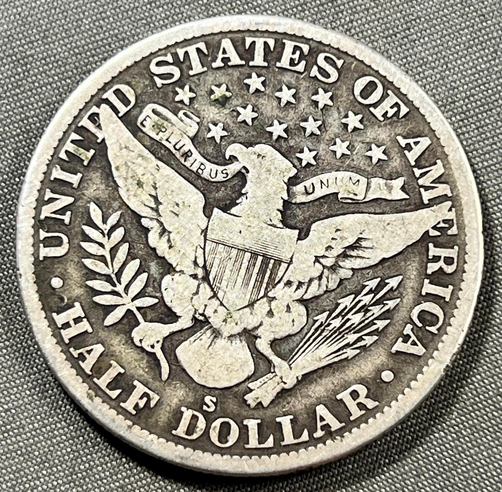 1915-S Barber Half Dollar, 90% silver