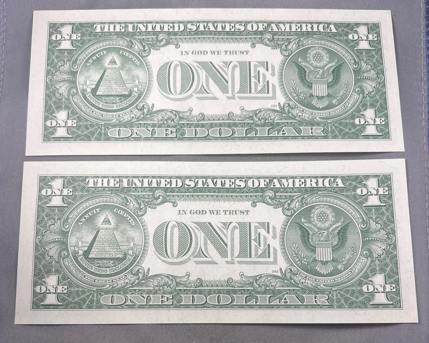 2- 1957 UNCirculated Silver Certificates, STAR notes, Sequential Serial Numbers