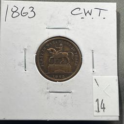 1863 Civil War Token, First in War, First in Peace, Union For Ever