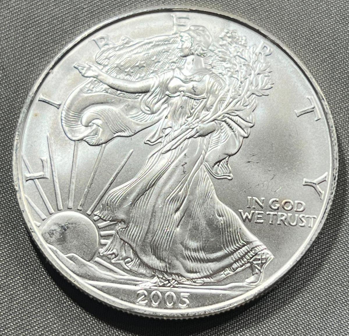 2003 US Silver Eagle Dollar Coin, .999 Fine Silver