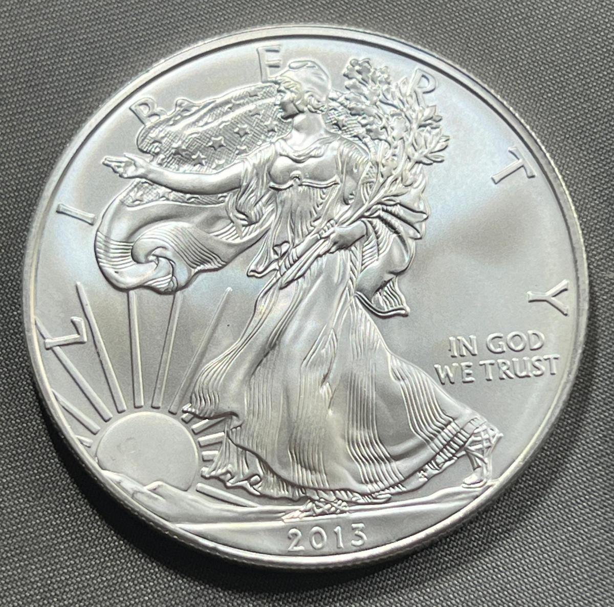 2013 US Silver Eagle Dollar Coin, .999 Fine Silver