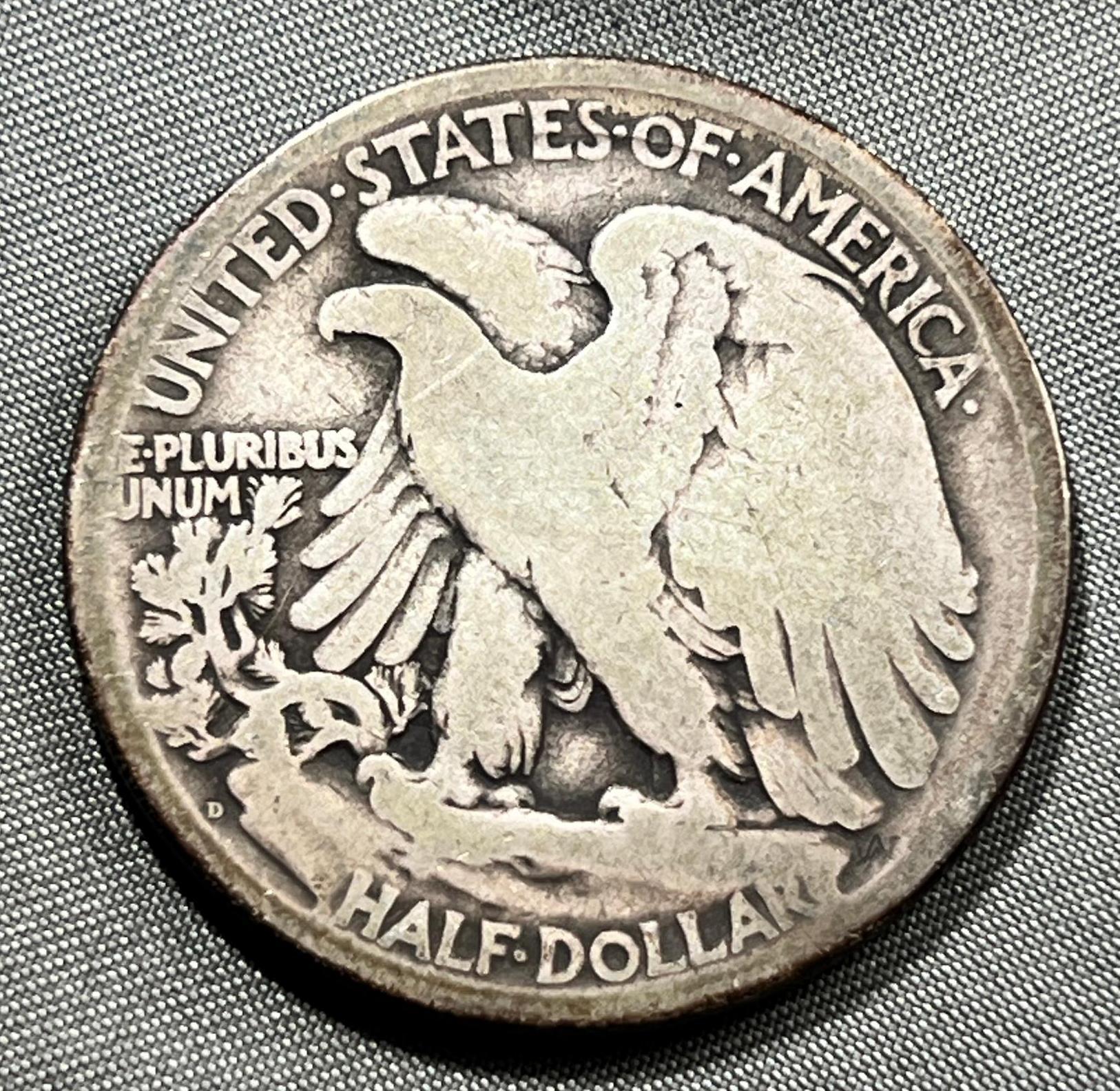1918-D US Walking Liberty Half Dollar, 90% Silver