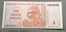 Zimbabwe 5 Billion Dollars 2008 Banknote UNC Uncirculated