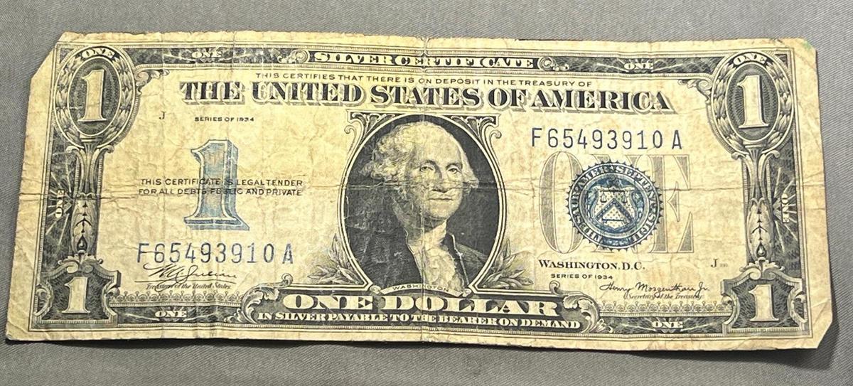 1934 Funnyback Silver Certificate