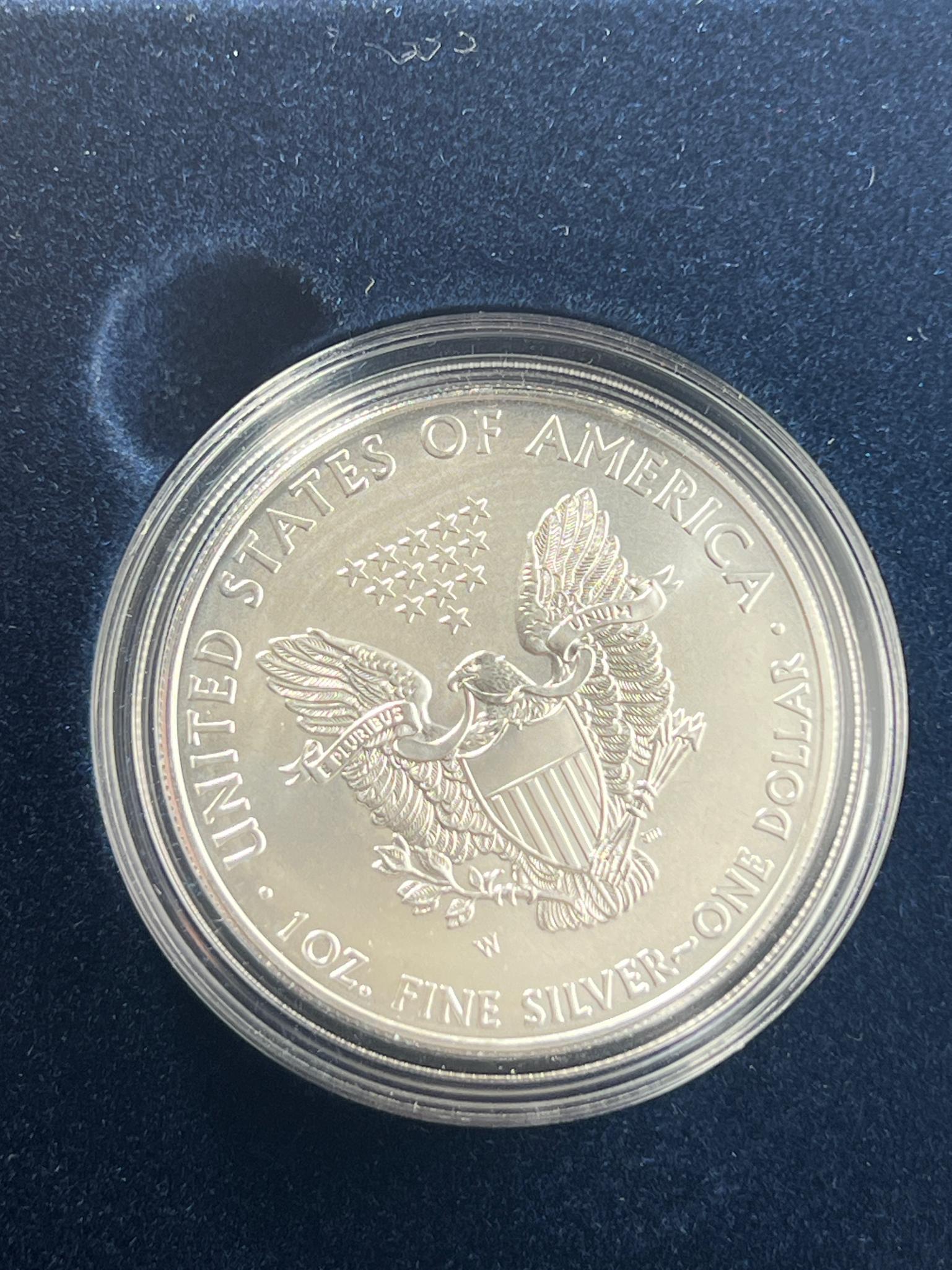 2011-W US Silver Eagle Dollar coin in US Mint box