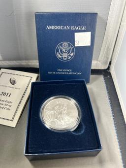 2011-W US Silver Eagle Dollar coin in US Mint box