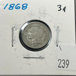 1868 US 3 Cent Nickel