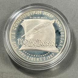 1987-S US Constitution Commemorative US Dollar coin, 90% Silver
