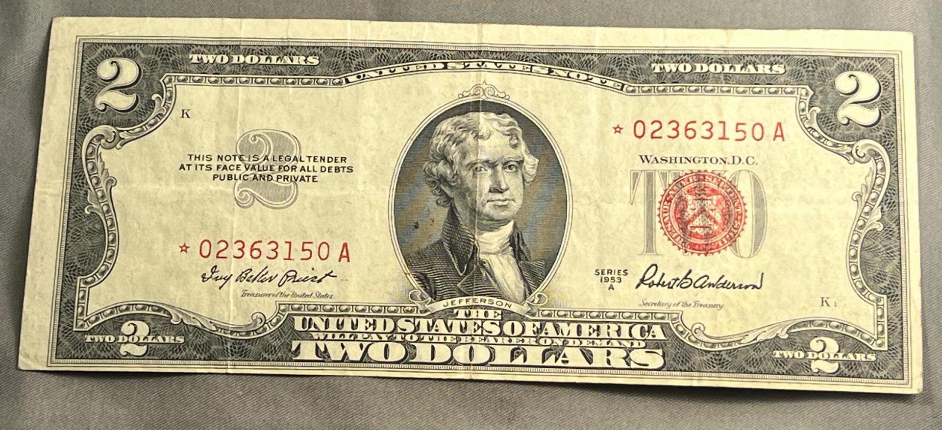 1953A $2.00 Red Seal Star US Note