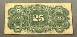 1863 25 Cent US Fractional Currency Note, Civil War Era