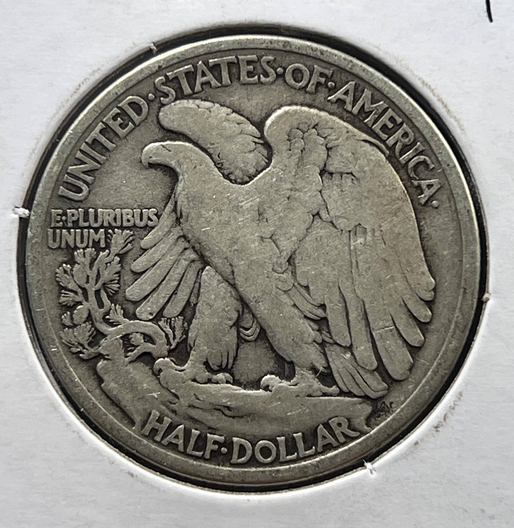 1917-S Obverse US Walking Liberty Half Dollar, 90% Silver