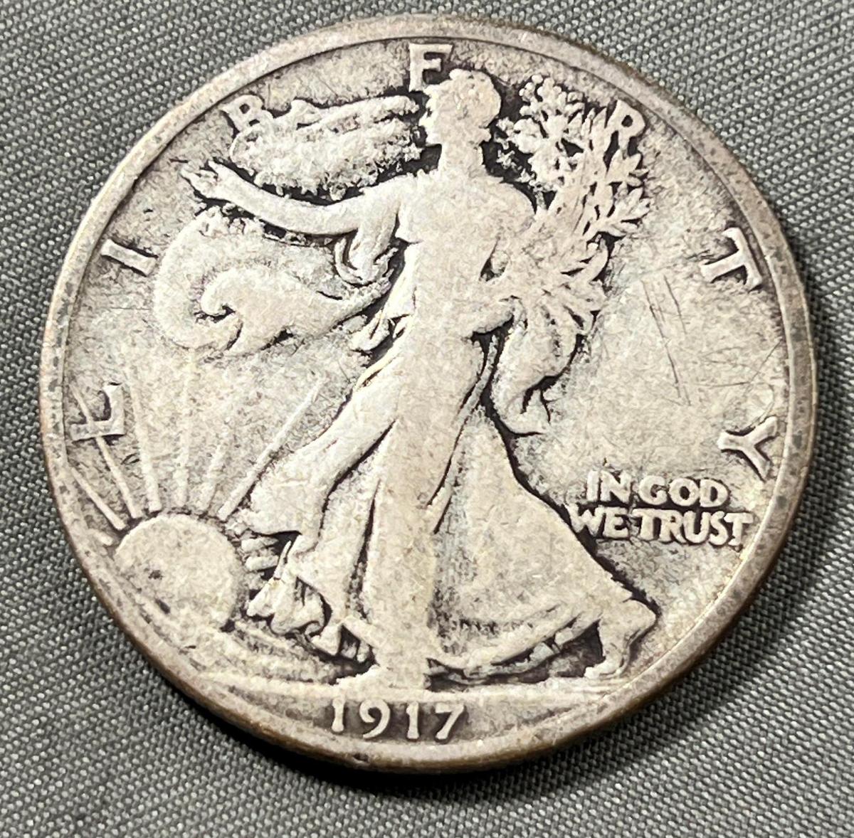 1917-S US Walking Liberty Half Dollar, 90% Silver