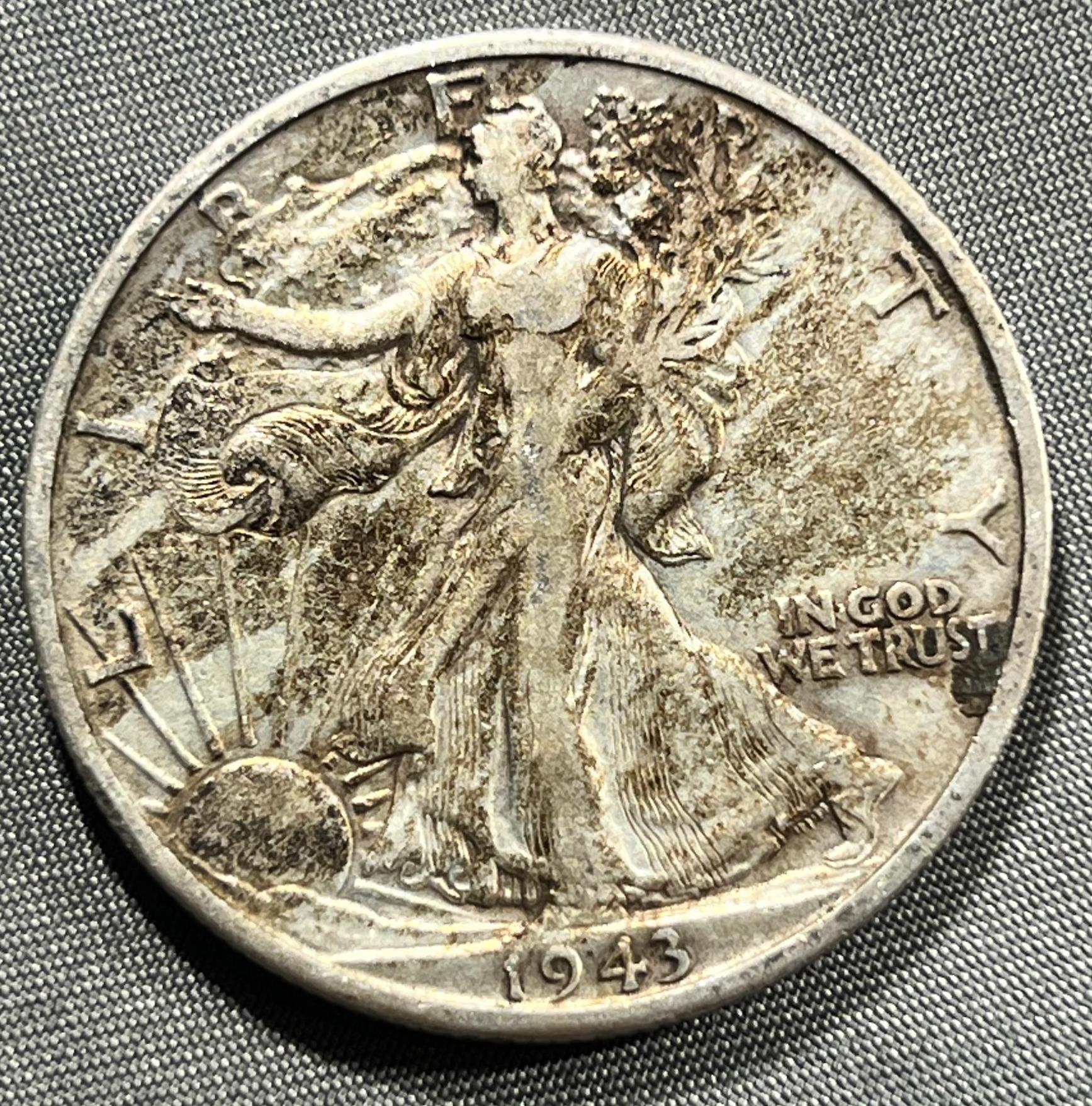 1943-S US Walking Liberty Half Dollar, 90% Silver