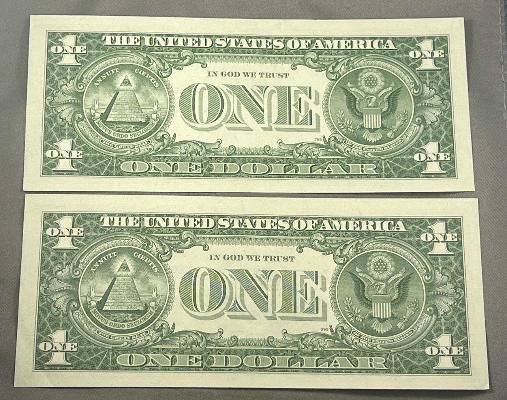 2- 1957 UNCirculated Silver Certificates, STAR notes, Sequential Serial Numbers