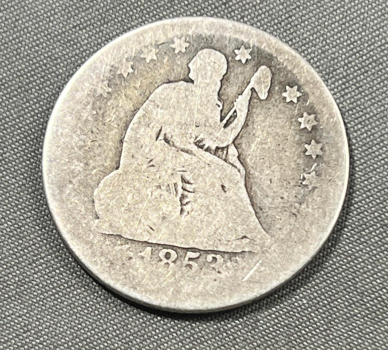 1853 Seated Liberty Quarter Dollar w/ arrows and rays