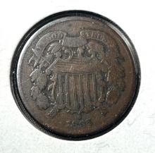 1865 US 2 Cent Piece, Civil War Coin