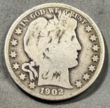 1902-S Barber Half Dollar, 90% silver