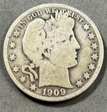 1909 Barber Half Dollar, 90% silver