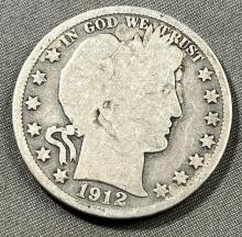 1912-D Barber Half Dollar, 90% silver