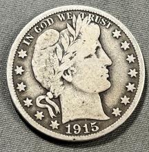 1915-S Barber Half Dollar, 90% silver