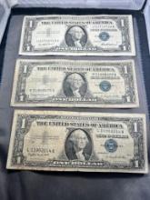 3- 1957 Silver Certificates, 1957, 1957A, 1957B