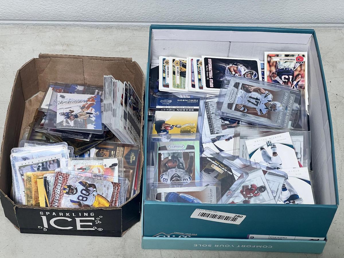 Football cards, 2 boxes many top loader stars , Prizm +