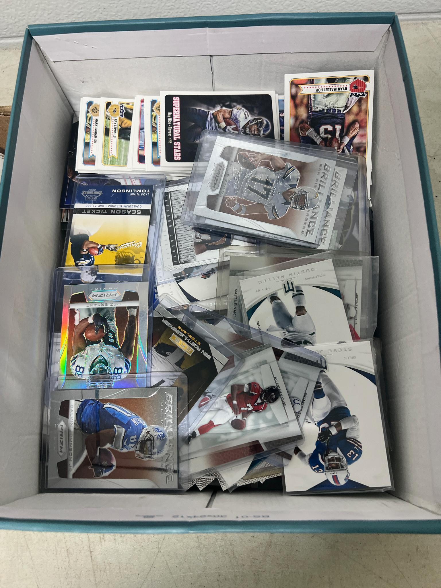 Football cards, 2 boxes many top loader stars , Prizm +