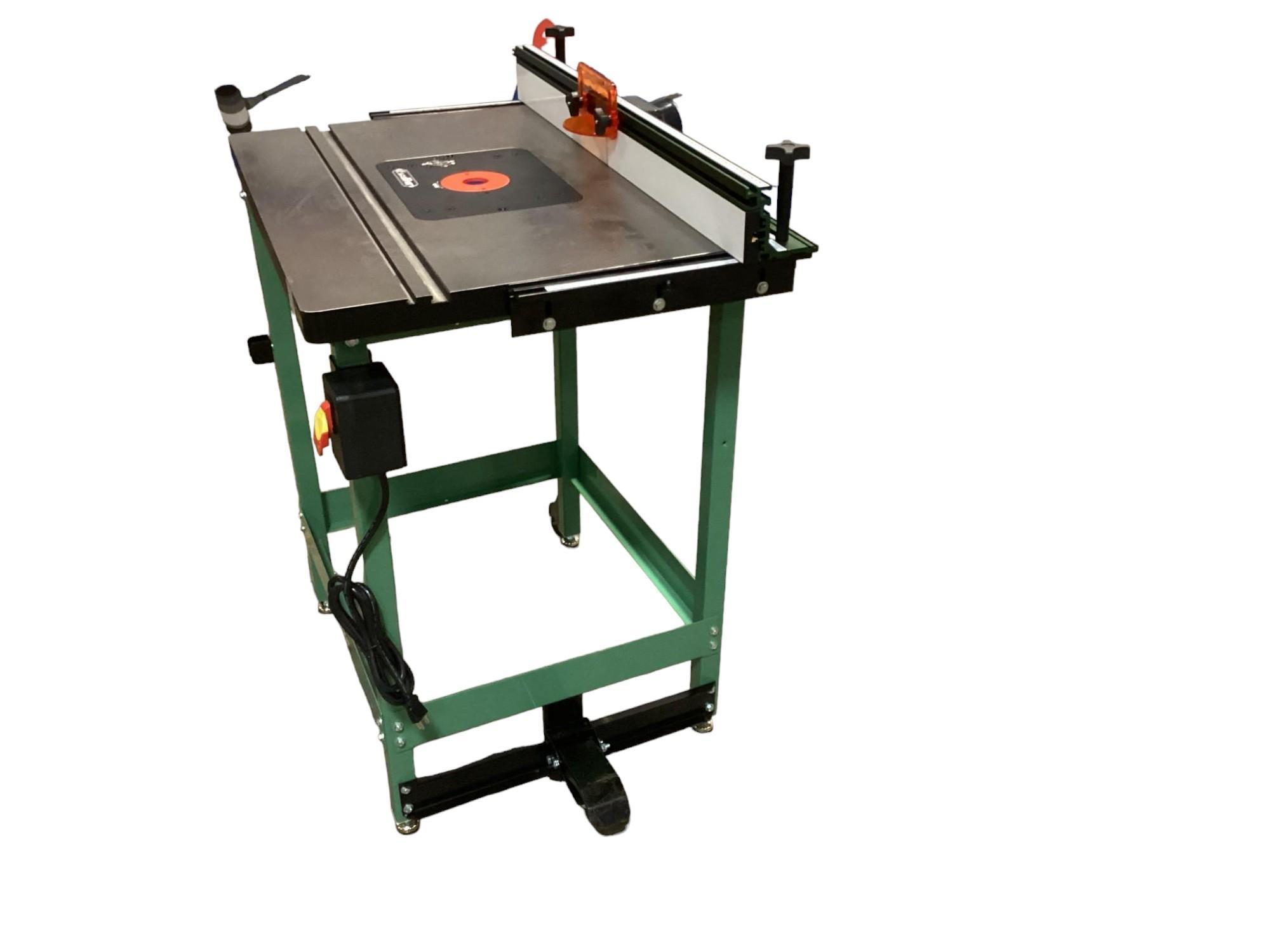 New Unused Excalibur Floor Model Router Table with Heavy-Duty Cast-Iron Top, Router Lift and Fence