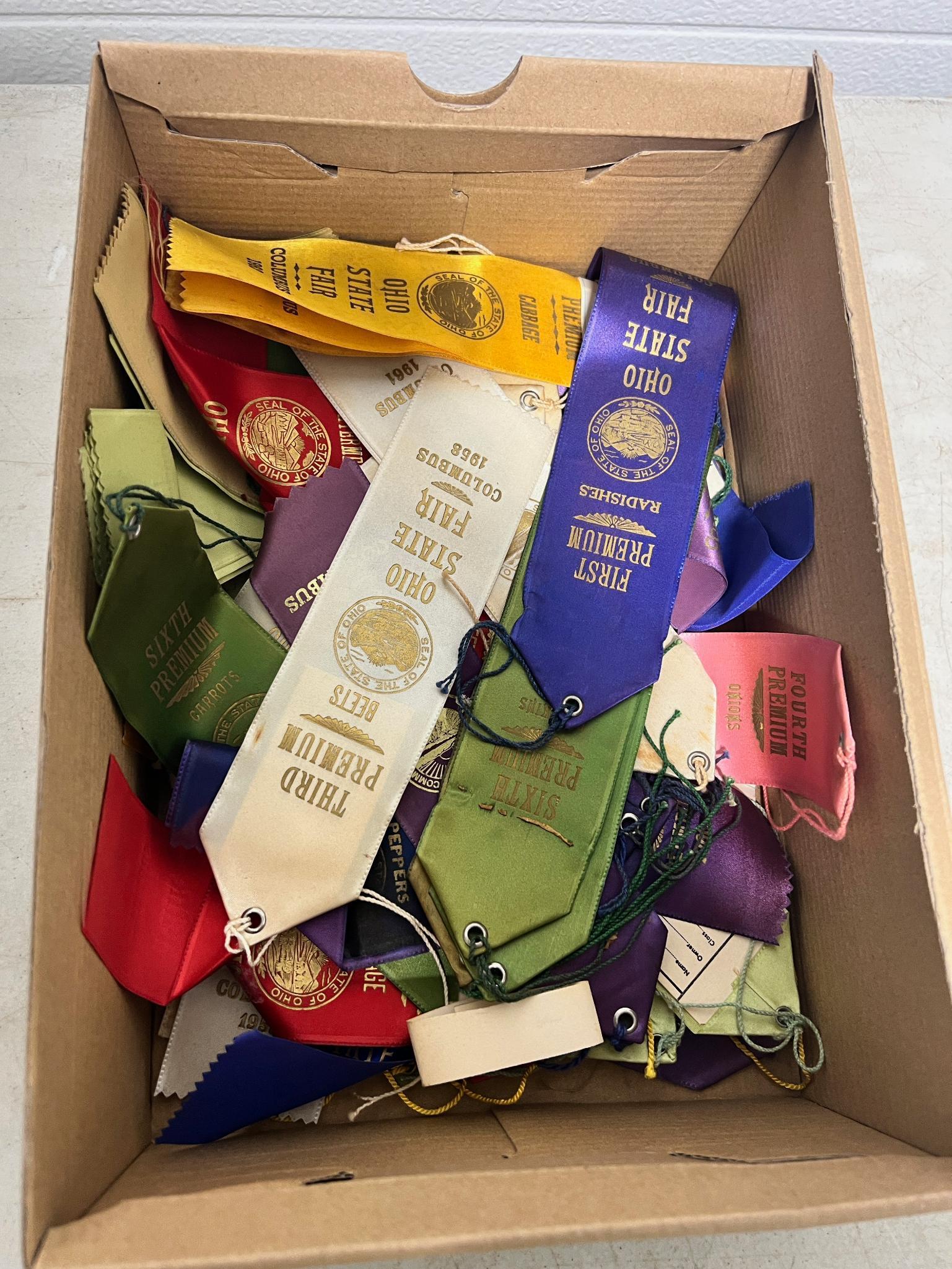 Vintage Ohio State Fait Ribbons from 1950's and 60's for Various vegetable entries
