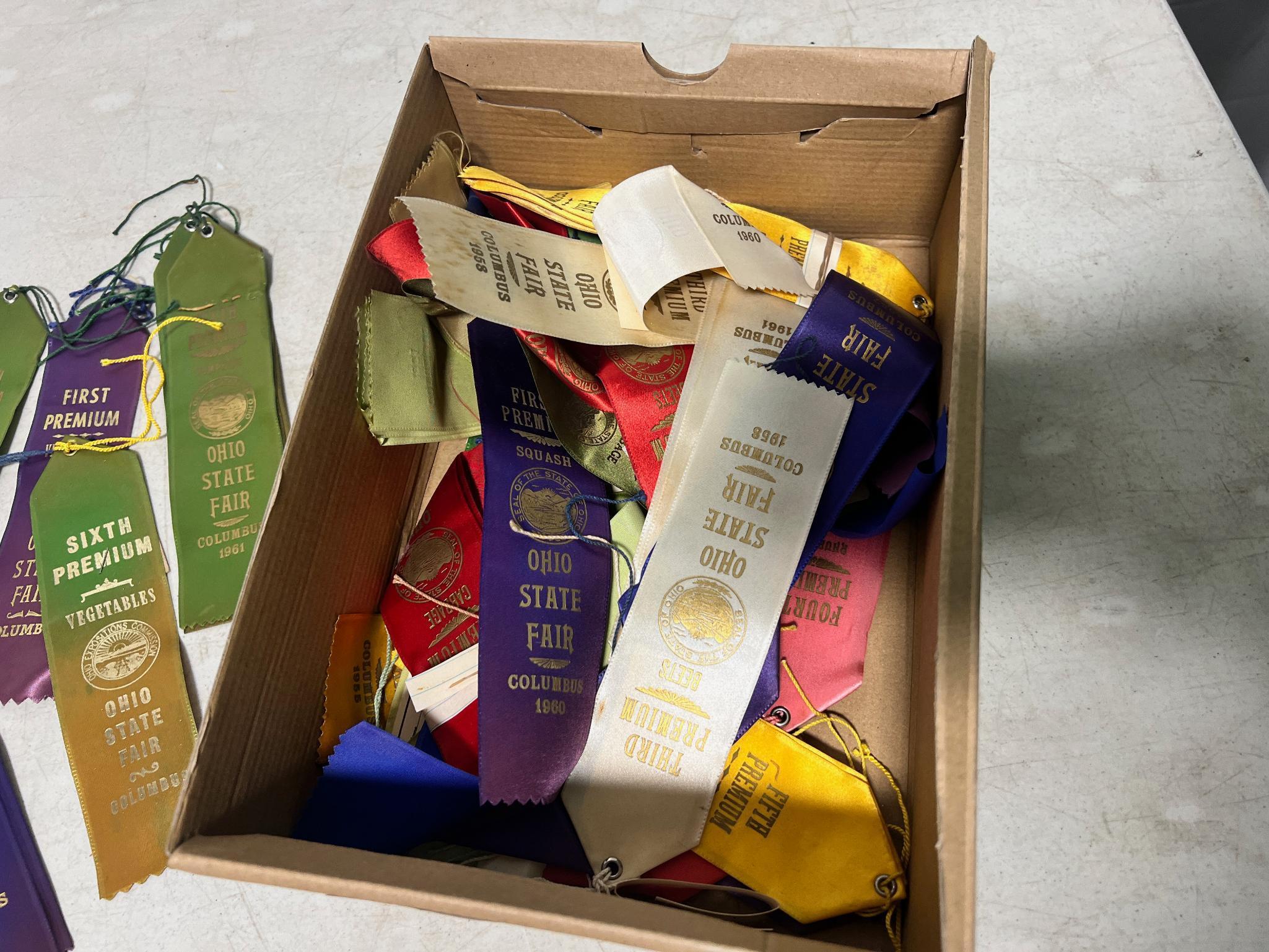 Vintage Ohio State Fait Ribbons from 1950's and 60's for Various vegetable entries