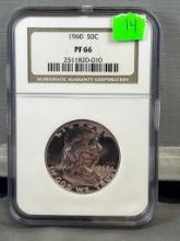 1960 Ben Franklin Half Dollar in PF66 NGC Holder