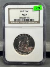 1962 Ben Franklin Half Dollar in PF67 NGC Holder