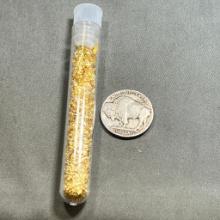 Vial of Gold Flake, buffalo nickel for size reference and not included
