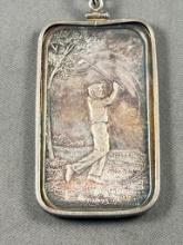 One Troy Ounce .999 Silver Bar w/ Keychain Bezel