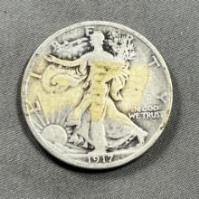 1917 US Walking Liberty Half Dollar, 90% Silver