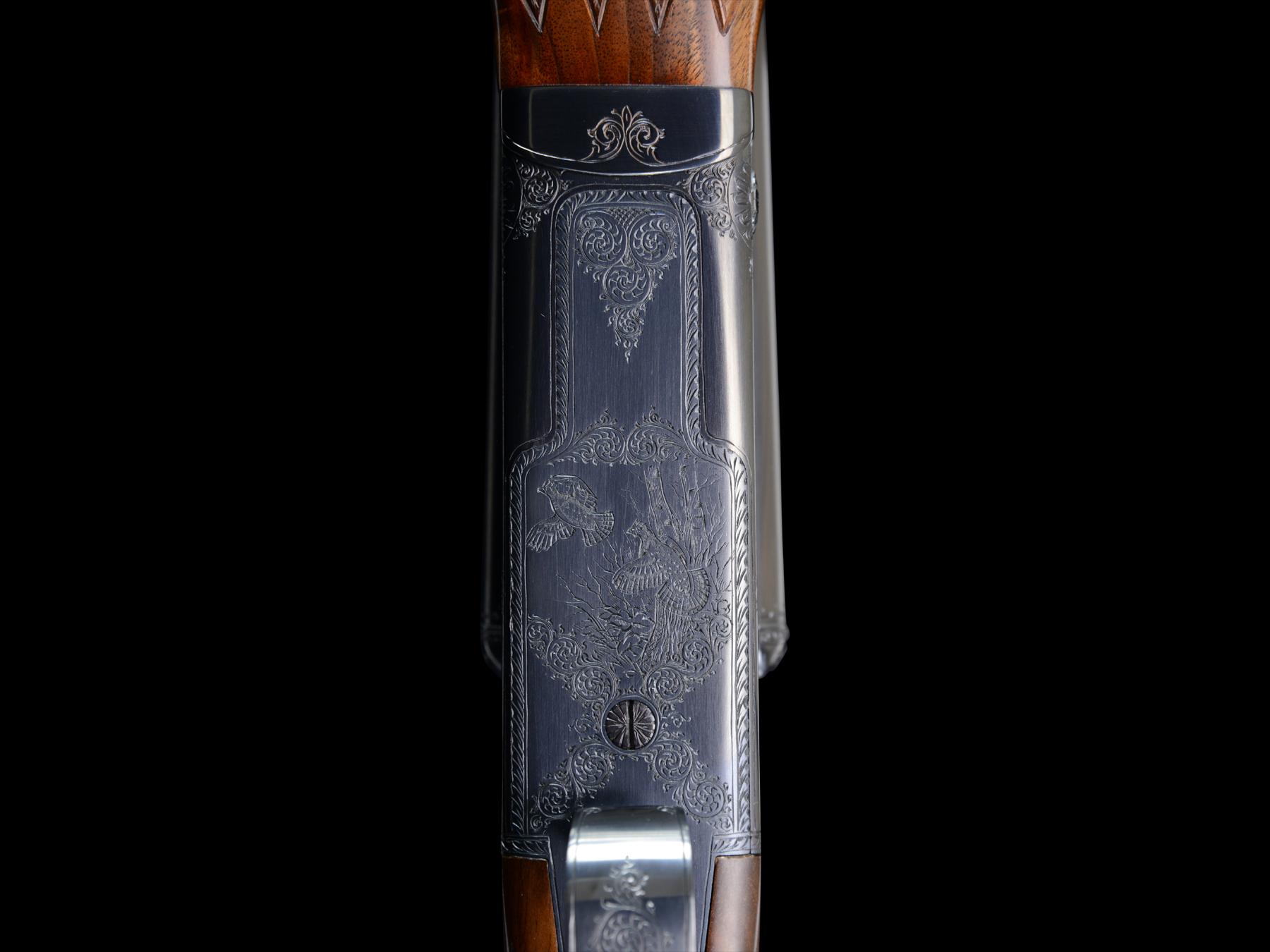 WINCHESTER MODEL 21 20 GAUGE FLAT SIDE CUSTOM GRADE ENGRAVED BY ANGELO BEE WITH CASE AND ACC