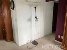 Modern black floor lamp with frosted glass shade