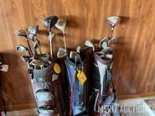 (3) golf sets of golf clubs & bags