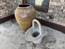 Pottery and concrete planter