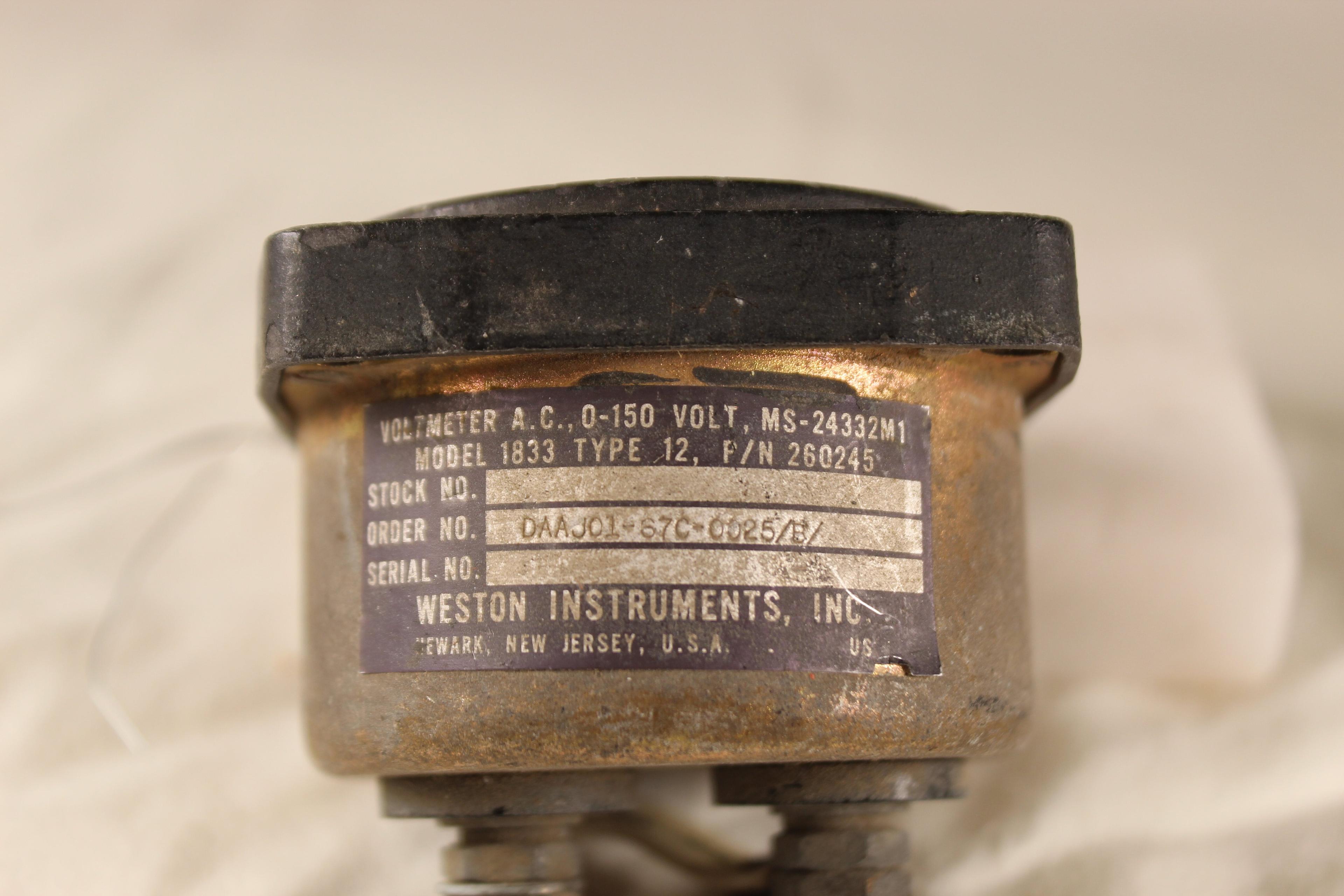 Weston Volt AC Meter Model 1833 PN 260245