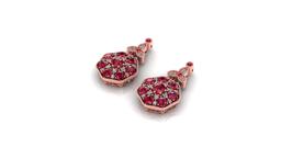 14K ROSE GOLD 7.00CT RUBY 2.00CT DIAMOND EARRINGS