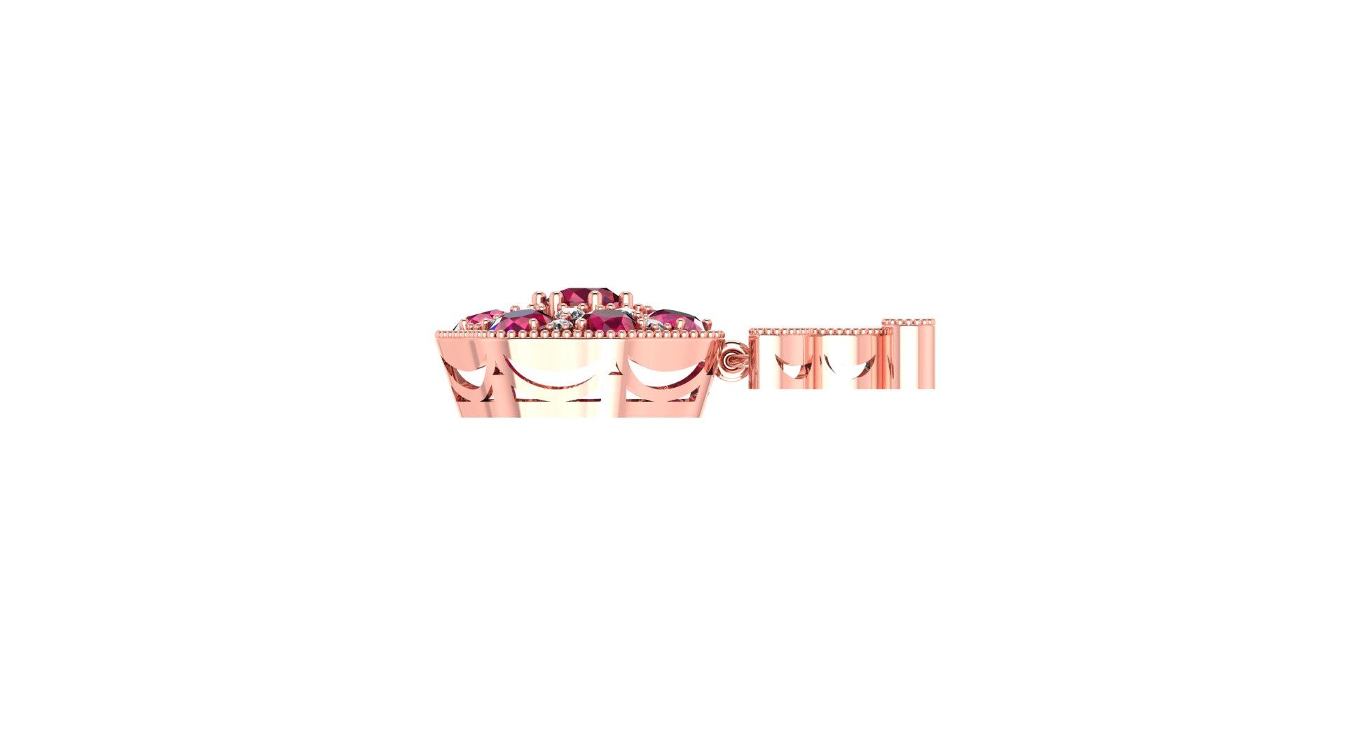 14K ROSE GOLD 7.00CT RUBY 2.00CT DIAMOND EARRINGS