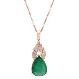 14K ROSE GOLD 17.00CT EMERALD 1.05CT DIAMOND PENDANT