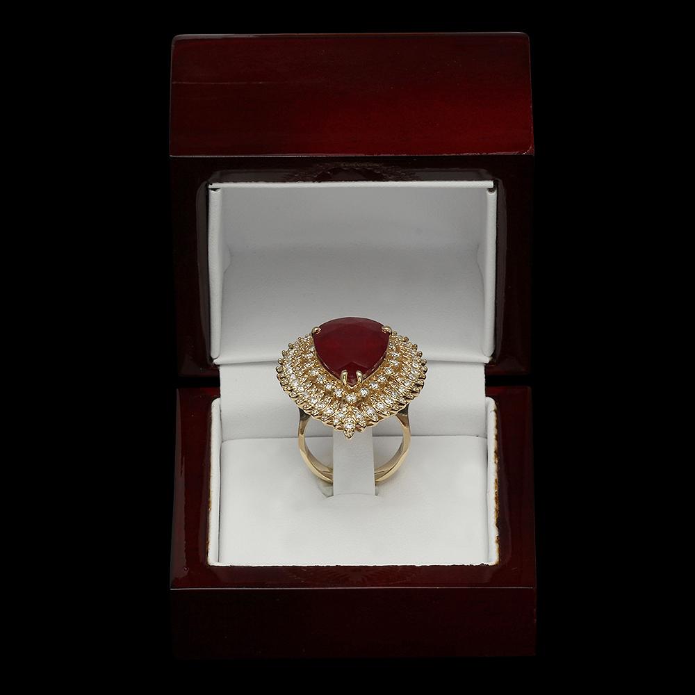 14K YELLOW GOLD 7.00CT RUBY 3.00CT DIAMOND RING