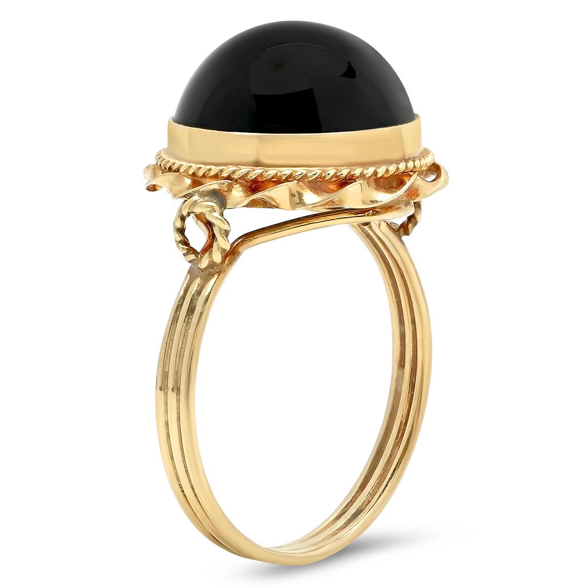 14K YELLOW GOLD 5.00CT BLACK ONYX RING